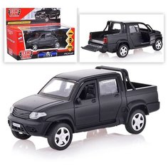 Машина металлическая инерционная UAZ Pickup, матовый черный, 12 см Технопарк