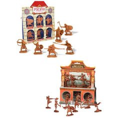 Игровой набор солдатиков: Русичи + Воины монастыря Шаолинь, Биплант