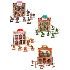 Игровой набор солдатиков: Римляне + Галлы + Русичи + Воины монастыря Шаолинь, Биплант