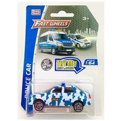Модель металлической машины "Омон" A6707 Fast Wheels, звук сирены, сигнализации, светятся мигалки, инерционная машинка Play Smart, 1:64, 8х3.5х3 см