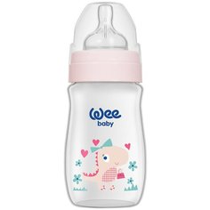 WeeBaby Бутылочка Classic Plus для кормления с широким горлышком из ПП, 250 мл., Роз.Динозавр