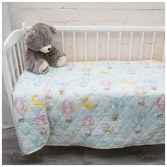 Покрывало стеганное в детскую кроватку - Облегченное одеяло, Вселенная текстиля, Хлопок, Перкаль, 13324/1 Воздушные шары, 110х150 см