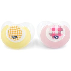 WeeBaby набор ортодонт. Сосок-Пустышек TREND, 2 шт.в контейнере, с рождения, Розовый - Желтый