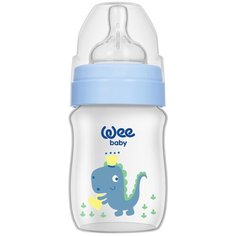 WeeBaby Бутылочка Classic Plus для кормления с широким горлышком из ПП, 150 мл., Син.Динозавр