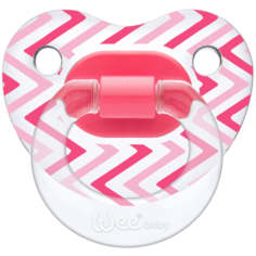 WeeBaby Прозрачная ортодонт. Соска-Пустышка с Рисунком, с рождения, розовая