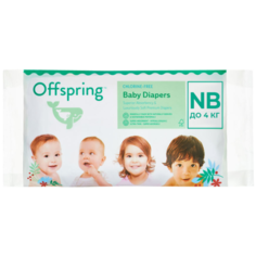 Offspring подгузники NB (до 4 кг), 3 шт., мультиколор