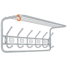 ВЕШАЛКА НАСТЕННАЯ С ПОЛКОЙ "АЖУР" (6 КРЮЧКОВ) 725*220*265 ММ БЕЛОЕ СЕРЕБРО (1/2) ВСПА 203БС ЗМИ