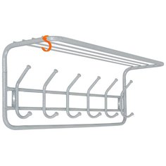 ВЕШАЛКА НАСТЕННАЯ С ПОЛКОЙ (6 КРЮЧКОВ) 725*220*265 ММ БЕЛОЕ СЕРЕБРО (1/2) ВСП 7БС ЗМИ