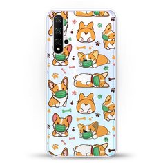 Силиконовый чехол Корги в масках на Huawei Nova 5T Andy & Paul