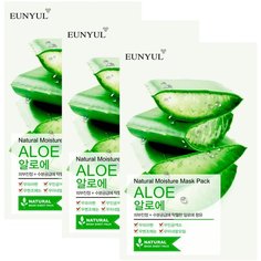 Eunyul тканевая маска Natural Moisture Mask Pack с экстрактом алоэ, 22 мл, 3 шт.