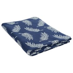 Плед вязаный Tkano с авторским принтом Fleshy Leaves синего цвета из коллекции Wild, 130х180 см