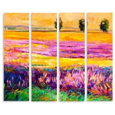 Модульная картина на холсте "Лавандовое поле" 120x104 см Modulka.Ru