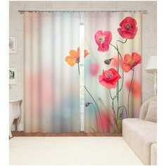 Фотошторы "Маковый цвет" 145*260 2 шт. Блэкаут Сирень