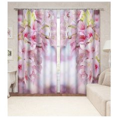 Фотошторы "Вишневые соцветия", 145*260 2 шт. Сирень