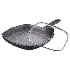 Сковорода гриль MEISTERKLASSE MK-1028 черная из литого алюминия с гранитным покрытием 28x28 см.