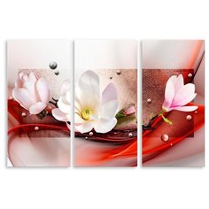 Модульная картина на холсте "Бело-розовая магнолия" 90x61 см Modulka.Ru