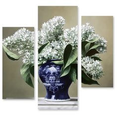 Модульная картина на холсте "Белая сирень" 90x79 см Modulka.Ru