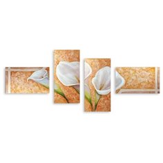 Модульная картина на холсте "Белые каллы" 150x66 см Modulka.Ru