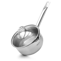 Ковш Fissman CALLISTO 16x8 см / 1,5 л со стеклянной крышкой (нерж.сталь) (5205)