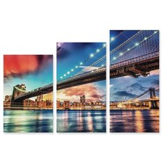 Модульная картина на холсте "Мост в огнях" 120x83 см Modulka.Ru