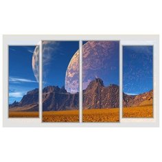 Модульная картина на холсте "Отражение планет" 120x426 см Modulka.Ru