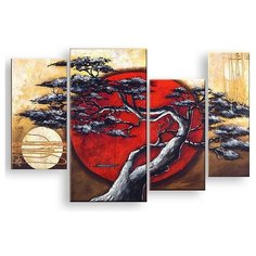 Модульная картина на холсте "Красное солнце" 90x60 см Modulka.Ru