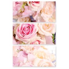 Модульная картина на холсте "Чайные розы" 120x38 см Modulka.Ru