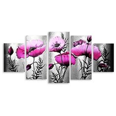 Модульная картина на холсте "Сиреневые маки" 150x73 см Modulka.Ru