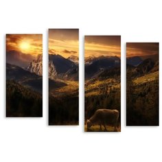 Модульная картина на холсте "Швейцарские горы" 120x90 см Modulka.Ru