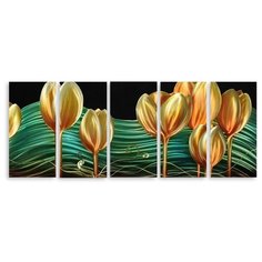 Модульная картина на холсте "Золотые тюльпаны" 120x48 см Modulka.Ru