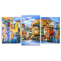 Модульная картина на холсте "Город красками" 90x49 см Modulka.Ru