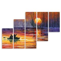 Модульная картина на холсте "Рыбаки" 90x60 см Modulka.Ru