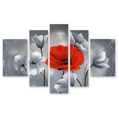 Модульная картина на холсте "Яркий мак" 120x79 см Modulka.Ru