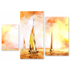 Модульная картина на холсте "Паруса в розовой дымке" 150x110 см Modulka.Ru