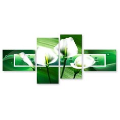 Модульная картина на холсте "Каллы в изумруде" 90x41 см Modulka.Ru