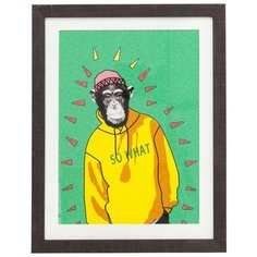 KARE Design Картина в рамке Gangster Monkey, коллекция "Обезьяна-Гангстер" 38*49*4, Бумага, МДФ, Сосна, Стекло, Мультиколор
