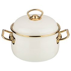 Кастрюля Agness эмалированная с крышкой, серия deluxe, 16x11 см, 2,0л, подходит для индукции(951-101)