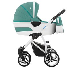 Коляска детская AroTeam EMILIO 18 2в1 04 (бирюзовый+белая кожа)