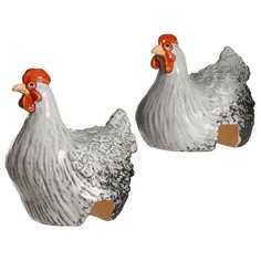 Керамические фигурки КУРОЧКИ НАСЕДКИ, белые, 2 шт., 17х13.5х18 см, Edelman 1015292