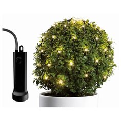 Гирлянда СЕТКА ДЛЯ ДЕРЕВЦА или КУСТИКА DURAWISE, 84 теплых белых LED-огня, батарейки, 0,5+0,5 м, контроллер, черный пров Kaemingk