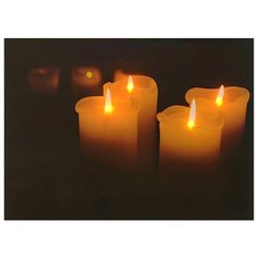 Светодиодное настенное панно ГОРЯЩИЕ СВЕЧИ с LED огнями, 30х40 см, Kaemingk 482603-2