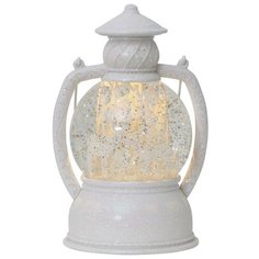 Фонарик ЗИМНИЙ ЛЕС белый, тёплая белая LED подсветка, генерация вьюги, таймер, 13х20 см, STAR trading 991-03