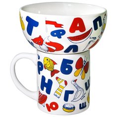 Набор "Алфавит" 2 пр.: кружка 200 мл, миска 300 мл в подарочной упаковке МФК