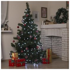 Гирлянда уличная Luazon Lighting Нить с насадками Шарики d=1, 5 см 10 м, LED-100-220V, 8 режимов, нить темная, свечение белое (671565)