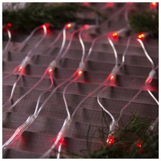 Гирлянда уличная Luazon Lighting "Сеть" УМС 2*1, 5 м, 3W LED-192-220V, нить прозрачная, свечение красное (3556879)