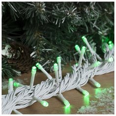 Гирлянда уличная Luazon Lighting Нить УМС, 10 м, 3W LED-100-220V, нить белая, свечение зеленое (1080035)