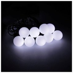 Гирлянда уличная Luazon Lighting Нить с насадками Шарики d=2, 5 см 10 м, LED-100-220V, 8 режимов, нить темная, свечение белое (185538)