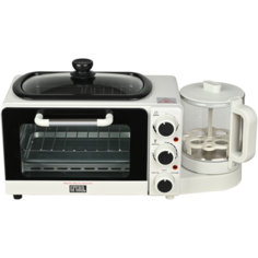 Многофункциональная мини-печь GFGRIL GFBB-10, 4 в 1: духовка 7 л, гриль-сковорода, чайник 0,8 л, яйцеварка
