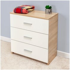 Комод Мальта 3 ящика, Дуб сонома / белый 690х733х354 Letta