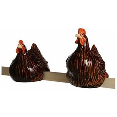 Керамические фигурки КУРОЧКИ НАСЕДКИ, тёмно-коричневые, 17х13.5х18 см, 2 шт. Edelman